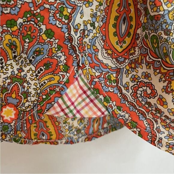 Talbots Multicolor Paisley Cotton Button Down Shirt with Tab Sleeves - Picture 7 of 9